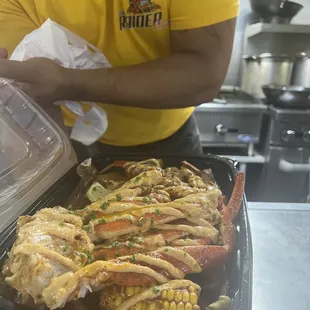 Raider Basket, seafood garlic and lemon pepper style