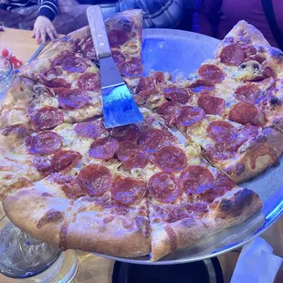 Pepperoni and mushroom pizza