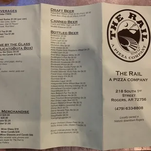 March 2022 Back/Front of Menu