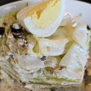 Half eaten wedge salad