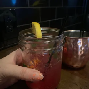Blueberry lemonade and raspberry mule