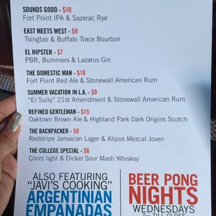 Beer and shot combos!! Awesome!!!