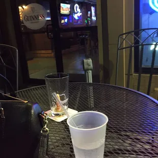 a plastic cup on a table