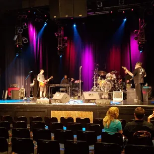 Sitting in on the band warming up.