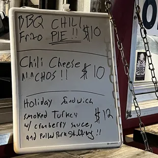 Food truck menu