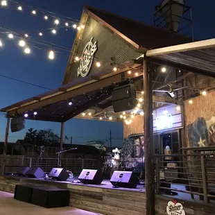 a stage with a band on it