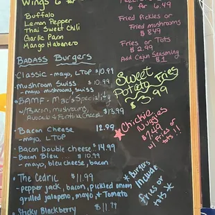 Food truck menu