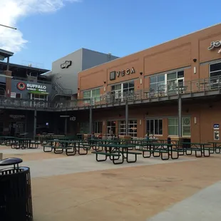 Busy time at the Railyard at 8:30 PM on a Friday night in June 2016.  Closely resembles a prison, but nobody is anywhere in sight.