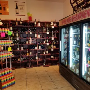 bottles of wine on display