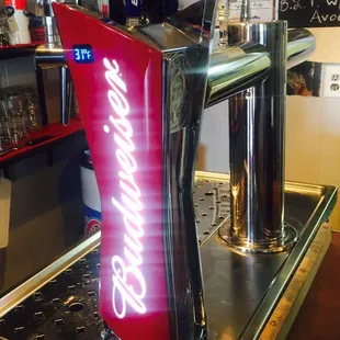 On tap, we proudly serve Budweiser, Bud Light, Coors Light, Busch and Stella!
