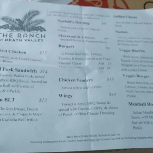 the menu