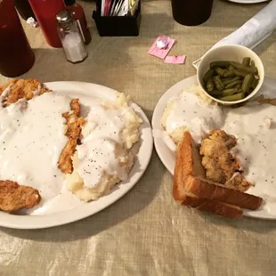 Chicken fried steak (one is a small the other is a large)