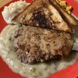 Chicken Fried Steak with jalapeño gravy