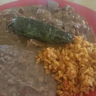 Carne guisada with homemade tortillas.
