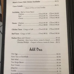 menu