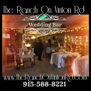 The Ranch On Vinton Rd #915-588-8221 Weddings and Events. #WeddingBar #TheRanch #RedBarn