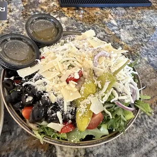 a plate of salad on a table