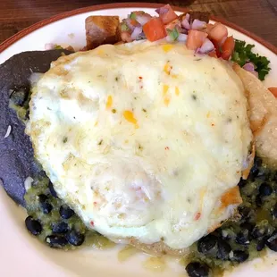 Huevos rancheros - green chili and black beans gave this a nice twist