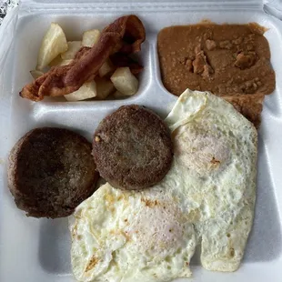 Sausage patty and egg plate. It's the ugly patty's too, not the good ones.