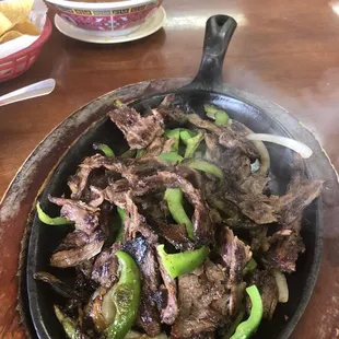 Juicy And Hot Fajitas! fajitas and Charros beans are number One