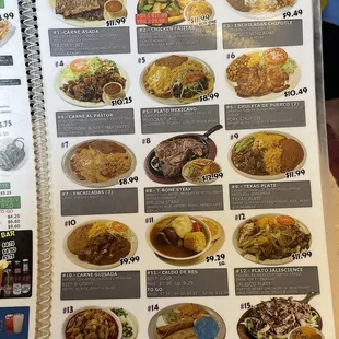 a menu for the restaurant