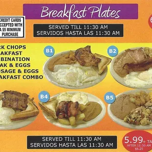 From their menu: Breakfast plates, #B1-B5