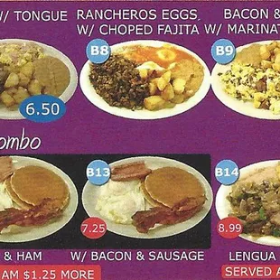 From their menu: Breakfast plates, #B6-B15