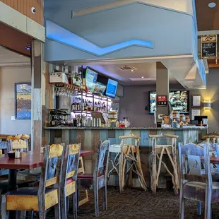 tables and chairs in a restaurant