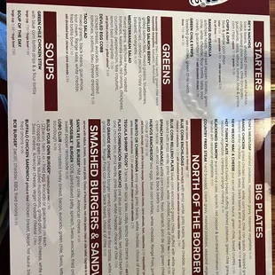 Menu front side