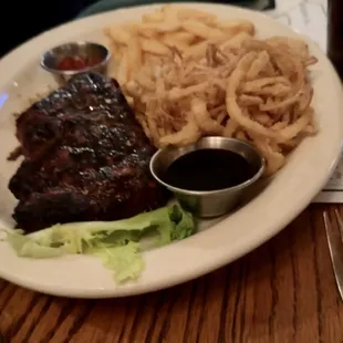 16 oz NY Strip with French fries.