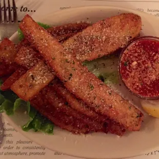 Eggplant strips appetizer