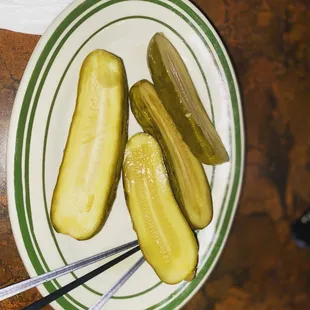 a plate of pickles