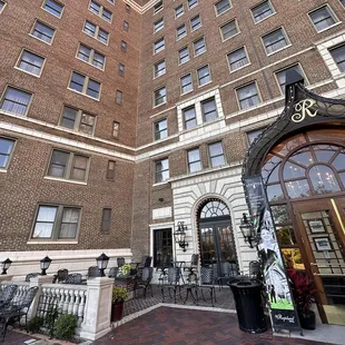 Outside of the hotel.