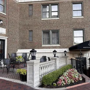 Outside of hotel, lovely place to sit with coffee.