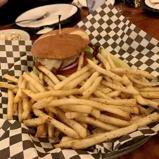 a burger and fries