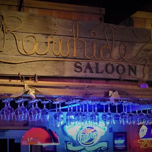 Original Rawhide Saloon sign from the roof.