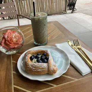 Blueberry danish &amp; iced mocha