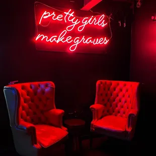 two chairs in a dimly lit room