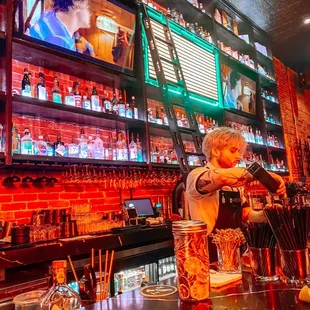 One of the two busy bee bartenders.Hard workers!