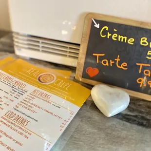 a menu and a chalkboard