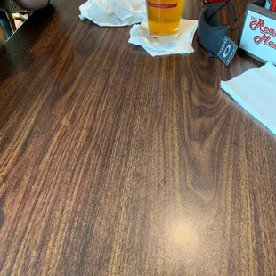 An empty table. No service no food had to get our own drinks.