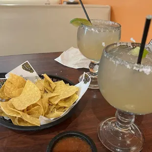 Chips salsa and margaritas!