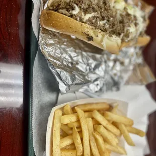 Cheesesteak and fries