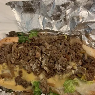 Cheesesteak with both types of cheese