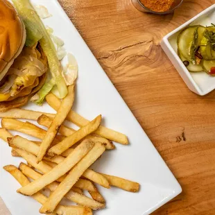 a burger and french fries