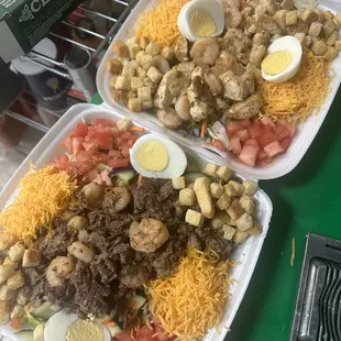 two trays of food
