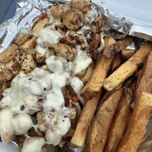 a chicken sandwich and french fries