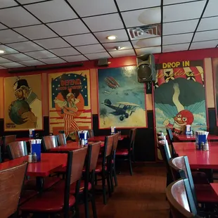 Seating area mural.