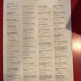 Beer list front