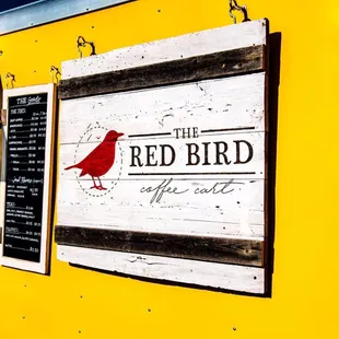 red bird coffee cart